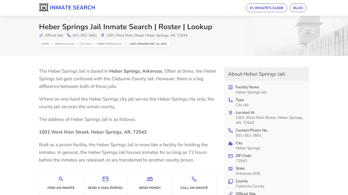 Heber Springs Jail Inmate Search | Roster | Lookup