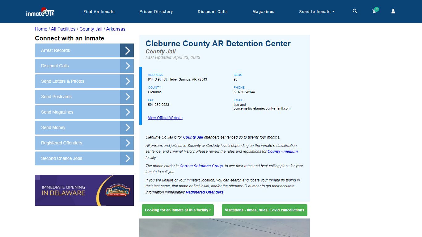 Cleburne County AR Detention Center - Inmate Locator - Heber Springs, AR